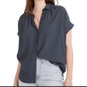 Madewell Central Drapey Short Sleeve Top in Gray SZ XS